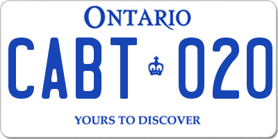 ON license plate CABT020