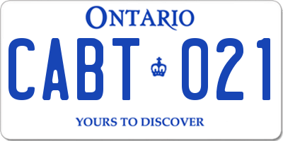 ON license plate CABT021