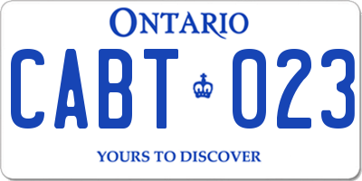 ON license plate CABT023