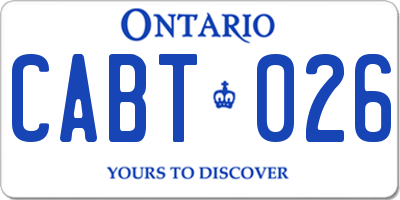 ON license plate CABT026