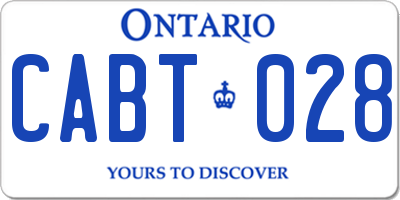 ON license plate CABT028