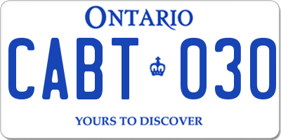 ON license plate CABT030