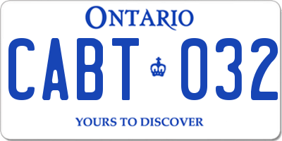 ON license plate CABT032