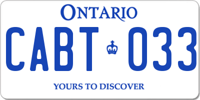 ON license plate CABT033