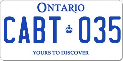 ON license plate CABT035