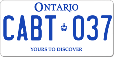 ON license plate CABT037