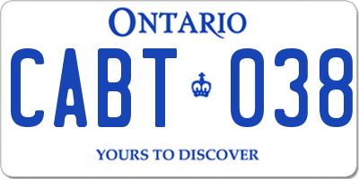 ON license plate CABT038