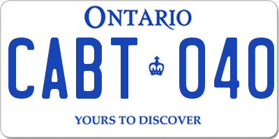 ON license plate CABT040