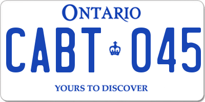 ON license plate CABT045