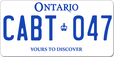 ON license plate CABT047