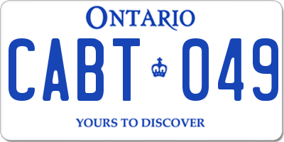 ON license plate CABT049