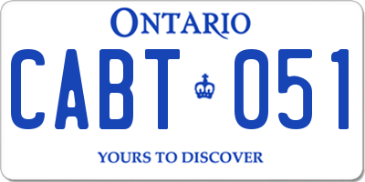 ON license plate CABT051