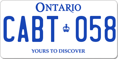 ON license plate CABT058