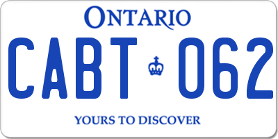 ON license plate CABT062