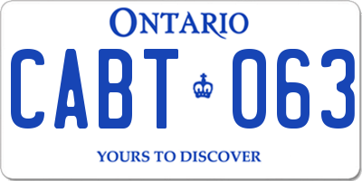 ON license plate CABT063