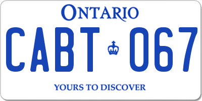 ON license plate CABT067