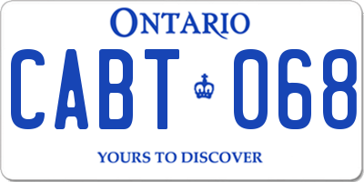 ON license plate CABT068