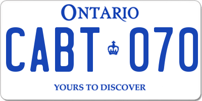 ON license plate CABT070