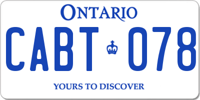 ON license plate CABT078