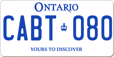 ON license plate CABT080