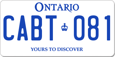 ON license plate CABT081