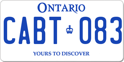 ON license plate CABT083