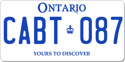 ON license plate CABT087