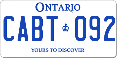 ON license plate CABT092