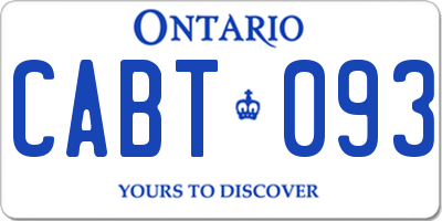 ON license plate CABT093