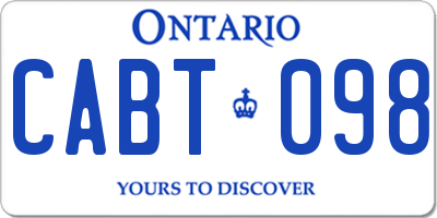 ON license plate CABT098