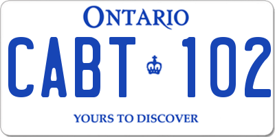 ON license plate CABT102