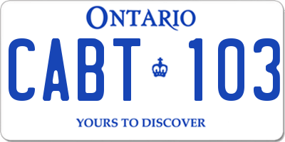 ON license plate CABT103