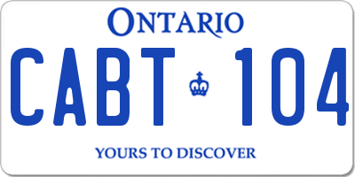 ON license plate CABT104