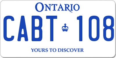 ON license plate CABT108