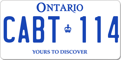 ON license plate CABT114