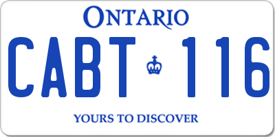 ON license plate CABT116