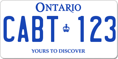 ON license plate CABT123