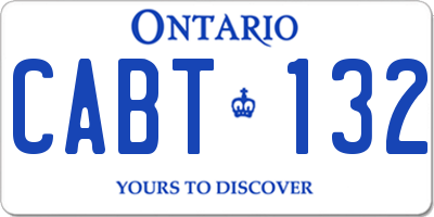 ON license plate CABT132