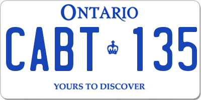 ON license plate CABT135