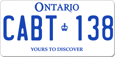 ON license plate CABT138