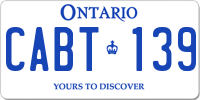 ON license plate CABT139