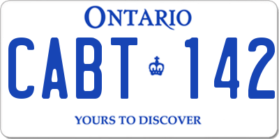 ON license plate CABT142