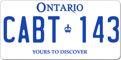 ON license plate CABT143