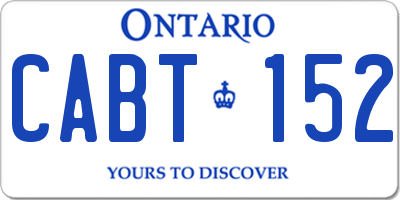 ON license plate CABT152