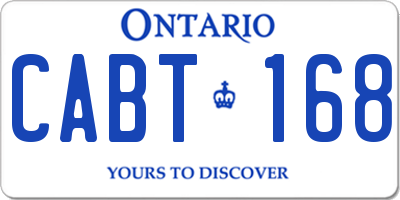 ON license plate CABT168