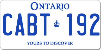 ON license plate CABT192