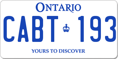 ON license plate CABT193