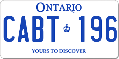 ON license plate CABT196