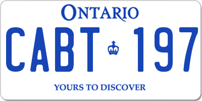 ON license plate CABT197