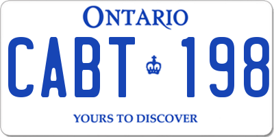 ON license plate CABT198